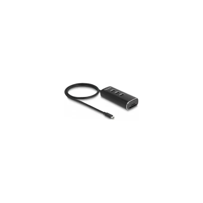 DELOCK 3 Port USB 10 Gbps Hub inklusive SD und Micro SD Card Reader mit USB Type-C Anschluss 60cm Kabel und Schalter ... — image 1