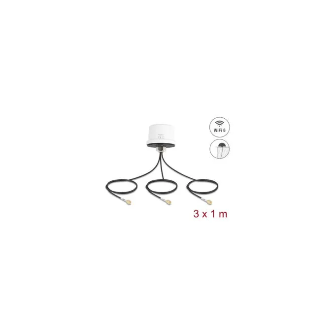 Delock 4G MIMO Dualband WiFi 6 Antenne 2 x SMA + 1 x RP-SMA Stecker ULA100 1 m Schraubmontage outdoor weiß — image 1