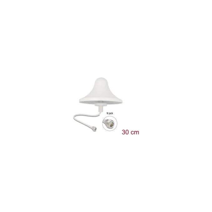 Delock 4G WiFi 2.4 GHz Antenne N Buchse 3 dBi 30 cm RG-58 omnidirektional Deckenmontage weiß — image 1
