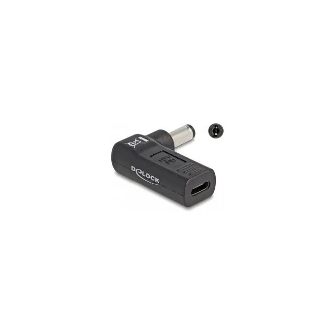 Delock Adapter für Notebook Ladekabel USB Type-CTM Buchse zu 5,5 x 2,1 mm Stecker 90° gewinkelt — image 1