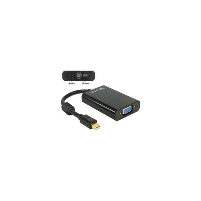 Delock Adapter mini DisplayPort 1.1 Stecker to VGA Buchse + Audio + Power schwarz — image 1