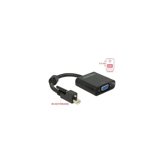 Delock Adapter mini DisplayPort 1.2 Stecker mit Schraube to VGA Buchse schwarz — image 1