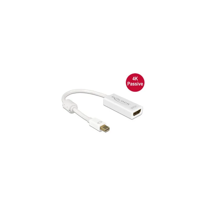 Delock Adapter mini DisplayPort 1.2 Stecker to HDMI Buchse 4K Passiv weiß — image 2