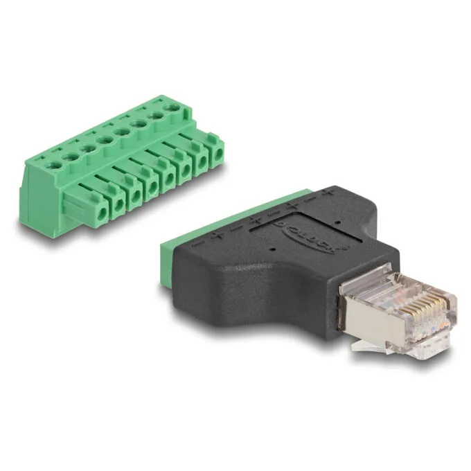 Delock Adapter RJ45 Stecker to Terminalblock 8 Pin 2-teilig 3.81 mm — image 1