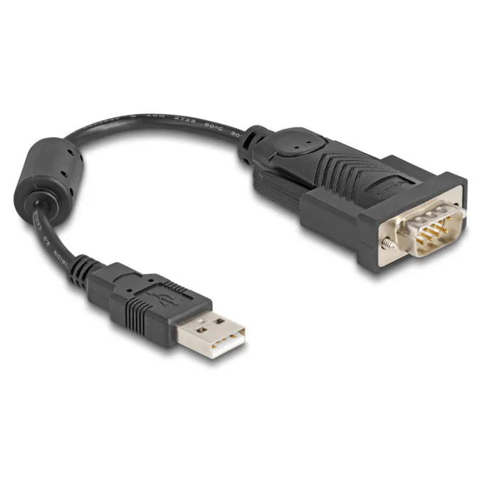 Delock Adapter USB 2.0 Typ-A zu 1 x Seriell RS-232 D-Sub 9 Pin Stecker mit Ferritkern 0.25 m — image 1