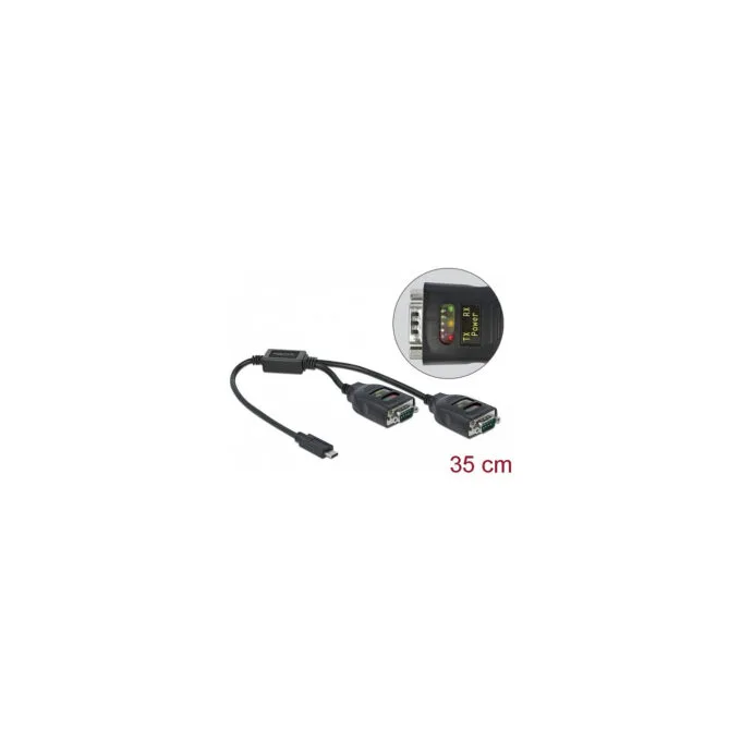 Delock Adapter USB Type-CTM zu 2 x Seriell RS-232 DB9 mit 15 kV ESD Schutz — image 2