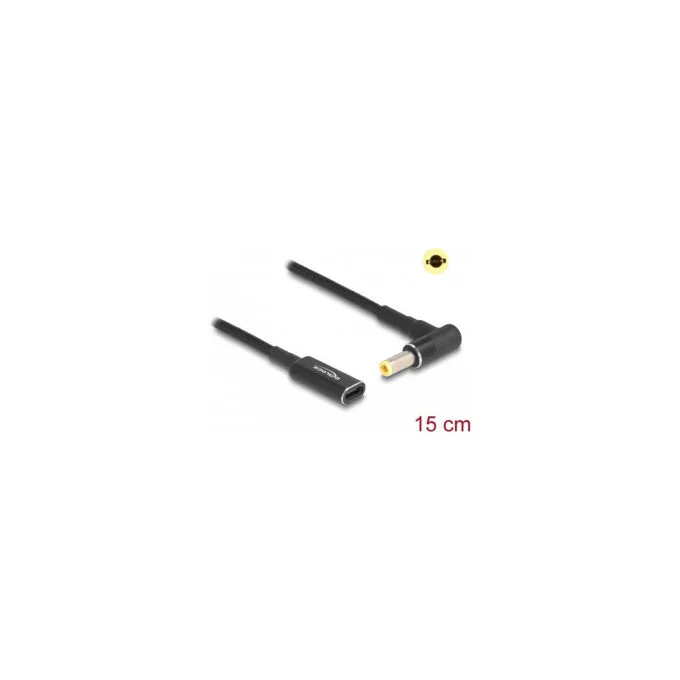 Delock Adapterkabel für Notebook Ladekabel USB Type-CTM Buchse zu 5.5 x 2.5 mm Stecker 90° gewinkelt 15 cm — image 3
