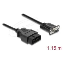Delock Adapterkabel OBD-2 Stecker auf Sub-D 9 Pin Buchse mit Schrauben 1,15 m