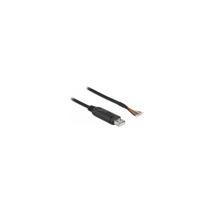 Delock Adapterkabel USB 2.0 Typ-A zu seriell RS-232 mit 9 offenen Kabelenden + Schirmung 0.5 m — image 1