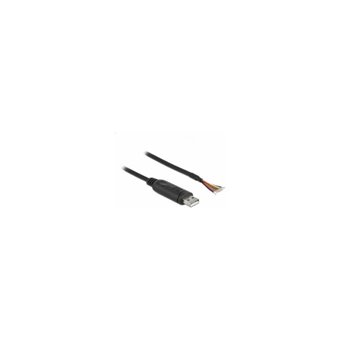 Delock Adapterkabel USB 2.0 Typ-A zu seriell RS-232 mit 9 offenen Kabelenden + Schirmung 1 m — image 1