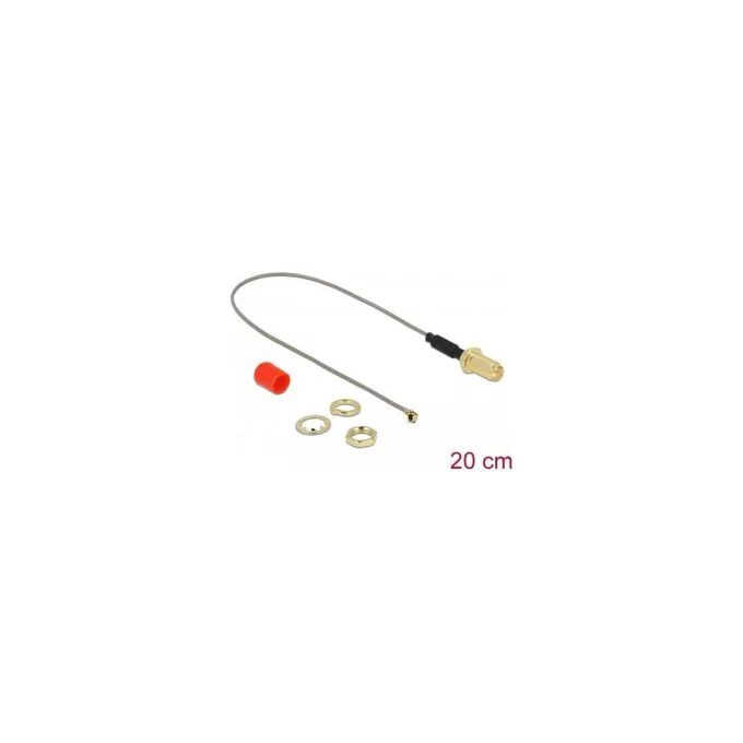 DELOCK Antennenkabel RP-SMA Buchse zum Einbau Ferritkern zu I-PEX Inc. MHF I Stecker 1.13 20cm Gewindelnge 10mm — image 1