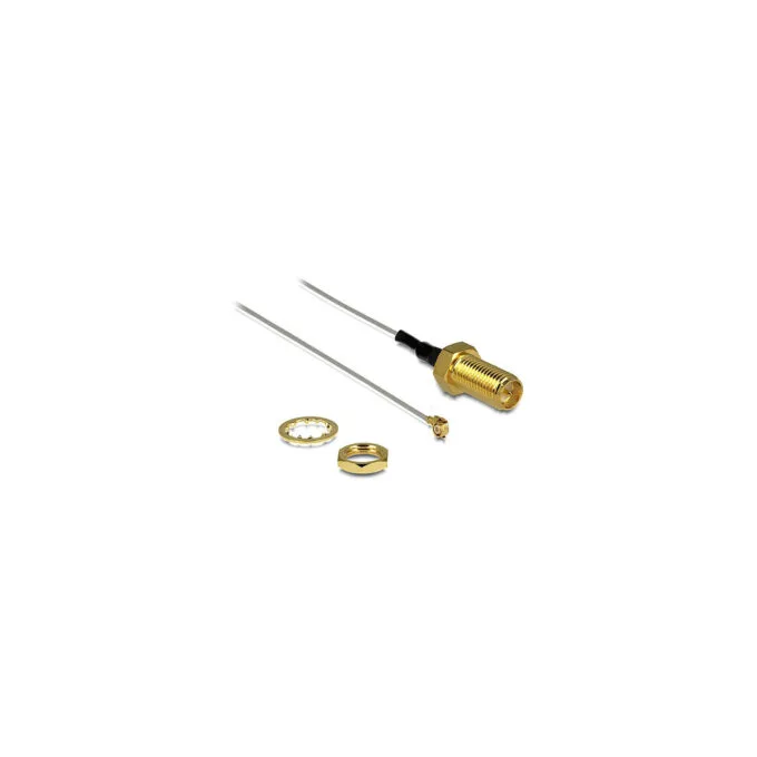 Delock Antennenkabel RP-SMA Buchse zum Einbau zu I-PEX Inc.. MHF® II Stecker 0.81 20 cm Gewindelänge 10 mm — image 1