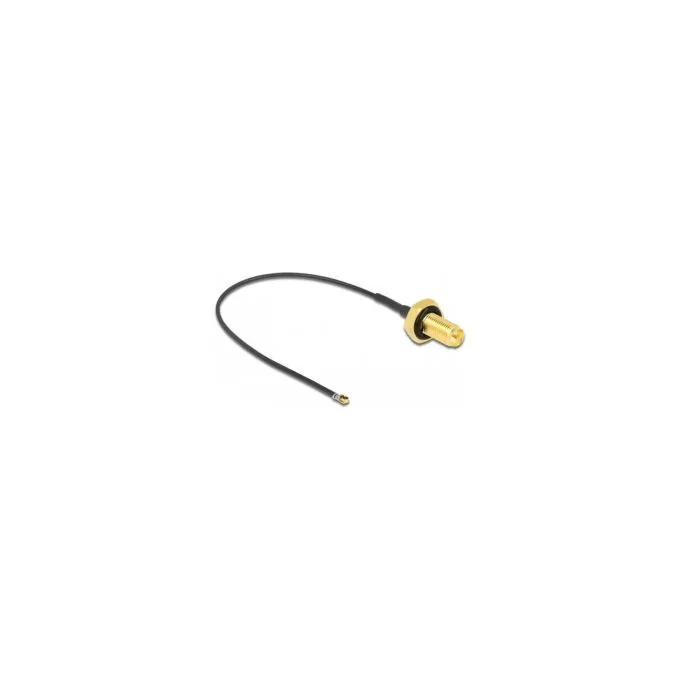 DELOCK Antennenkabel RP-SMA Buchse zum Einbau zu MHF 4L LK Stecker 1.37 10cm Gewindelnge 10mm spritzwassergeschtzt — image 1