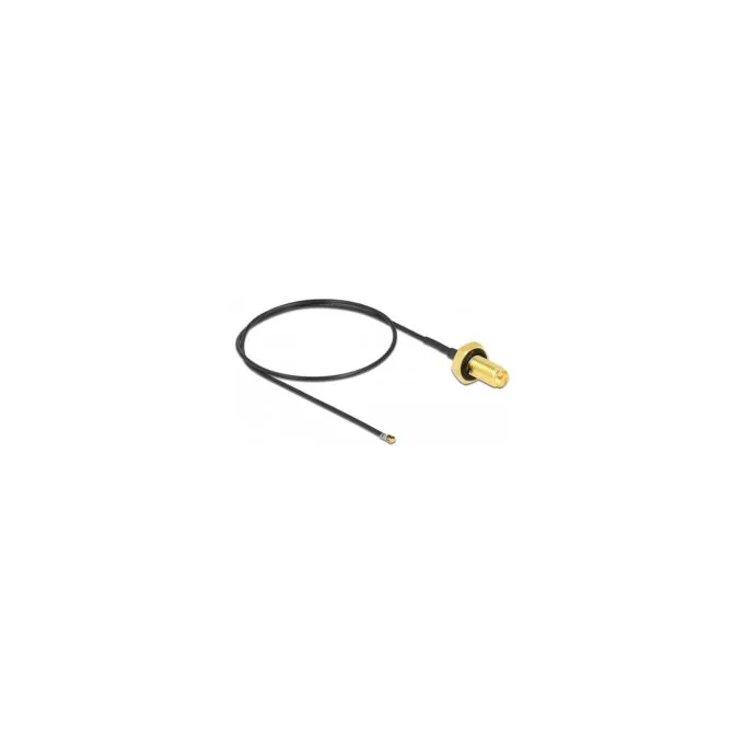 DELOCK Antennenkabel RP-SMA Buchse zum Einbau zu MHF 4L LK Stecker 1.37 35cm Gewindelnge 10mm spritzwassergeschtzt — image 1