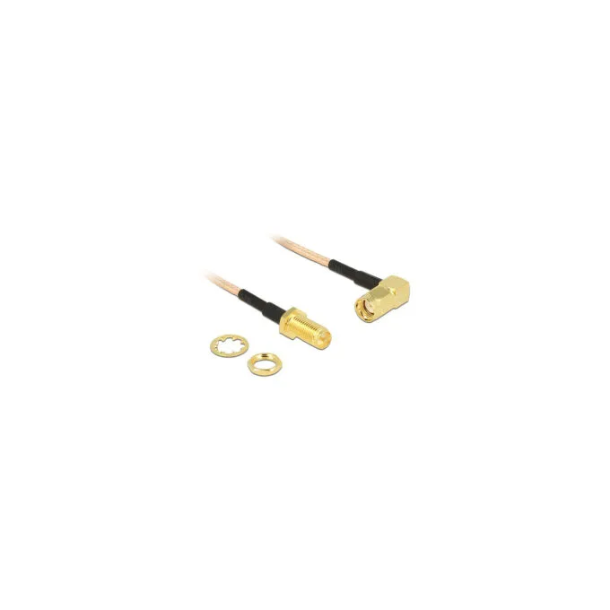 Delock Antennenkabel RP-SMA Stecker 90° to RP-SMA Buchse zum Einbau RG-316 16 cm — image 1