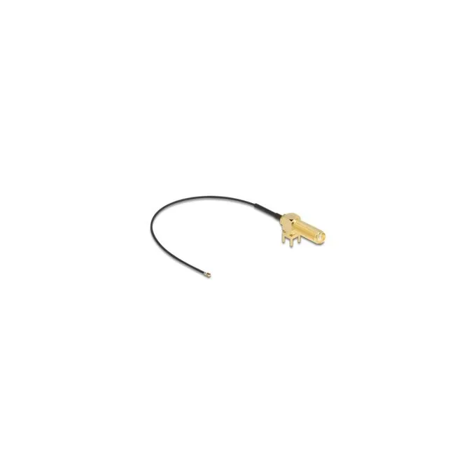 DELOCK Antennenkabel SMA 90 PCB Buchse zum Einbau zu I-PEX Inc. MHF 4L Stecker 1.13 15cm Gewindelnge 15mm — image 1