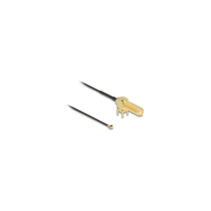 Delock Antennenkabel SMA 90° PCB Buchse zum Einbau zu I-PEX Inc.. MHF® I Stecker 1.13 15 cm Gewindelänge 15 mm — image 1
