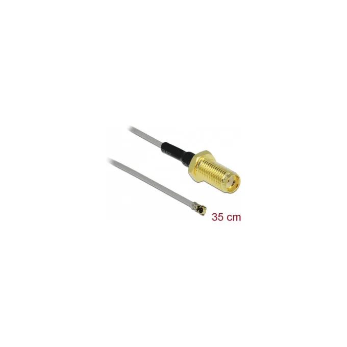 Delock Antennenkabel SMA Buchse zum Einbau zu I-PEX Inc.. MHF® 4 Stecker 0.81 35 cm Gewindelänge 10 mm — image 1