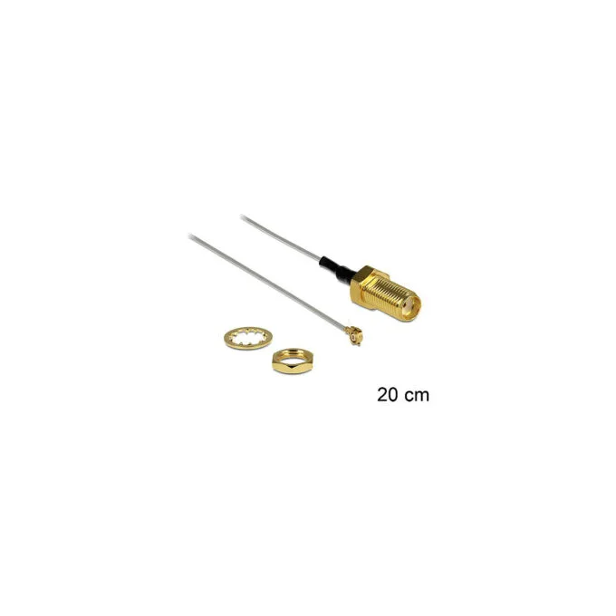 Delock Antennenkabel SMA Buchse zum Einbau zu I-PEX Inc.. MHF® II Stecker 0.81 20 cm Gewindelänge 10 mm — image 1