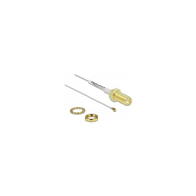 DELOCK Antennenkabel SMA Buchse zum Einbau zu MHF 4 Stecker 0.81 20cm Gewindelnge 10mm weiss — image 1