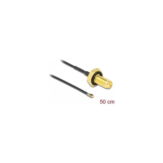 DELOCK Antennenkabel SMA Buchse zum Einbau zu MHF 4L LK Stecker 1.37 50cm Gewindelnge 10mm spritzwassergeschtzt — image 2