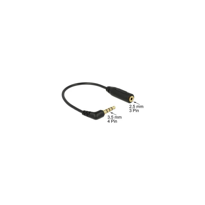 Delock Audiokabel Klinkenstecker 3.5 mm 4 Pin gewinkelt to Klinkenbuchse 2.5 mm 3 Pin — image 2