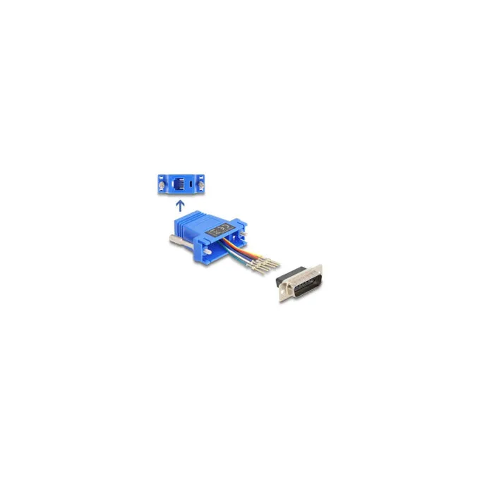 Delock D-Sub 15 Pin Stecker zu RJ12 Buchse Montagesatz blau — image 1