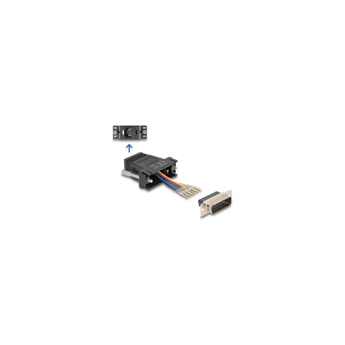 Delock D-Sub 15 Pin Stecker zu RJ12 Buchse Montagesatz schwarz — image 1