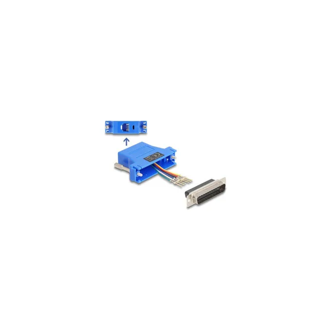 Delock D-Sub 25 Pin Stecker zu RJ12 Buchse Montagesatz blau — image 1