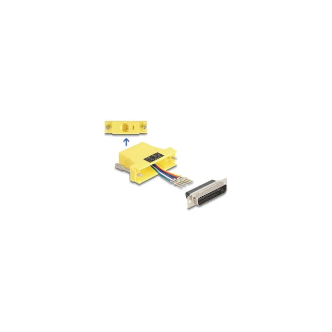 Delock D-Sub 25 Pin Stecker zu RJ12 Buchse Montagesatz gelb — image 1
