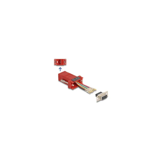 Delock D-Sub 9 Pin Buchse zu RJ45 Buchse Montagesatz rot — image 1