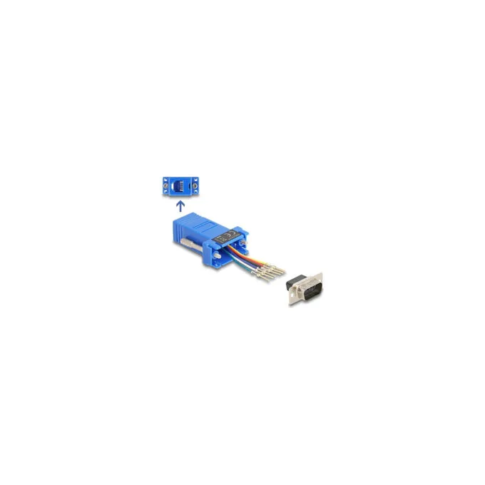 Delock D-Sub 9 Pin Stecker zu RJ12 Buchse Montagesatz blau — image 1