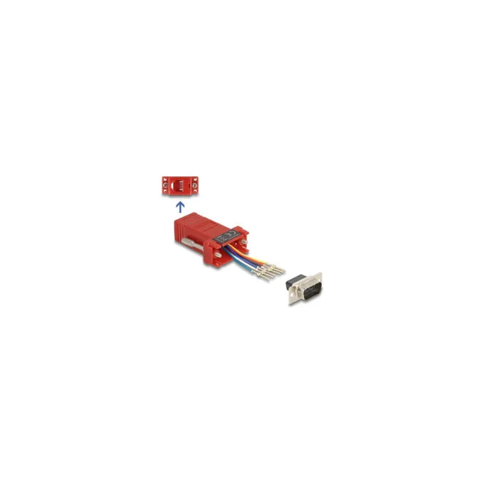 Delock D-Sub 9 Pin Stecker zu RJ12 Buchse Montagesatz rot — image 1