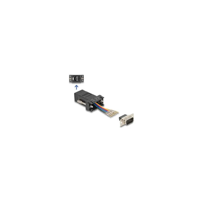 Delock D-Sub 9 Pin Stecker zu RJ12 Buchse Montagesatz schwarz — image 1