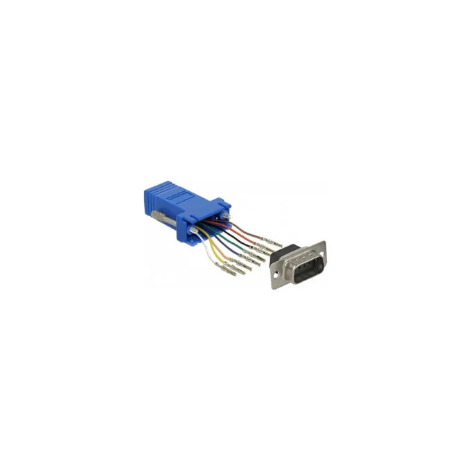 Delock D-Sub 9 Pin Stecker zu RJ45 Buchse Montagesatz blau — image 1