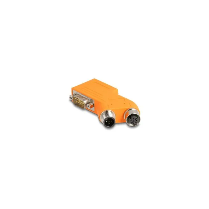 Delock D-Sub 9 Stecker und Buchse zu M12 Stecker und Buchse A-kodiert 5 pin CAN Bus Verteiler 35° orange — image 1
