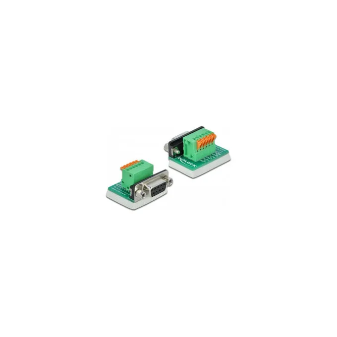 Delock D-Sub9 Buchse zu Terminalblock mit Drucktaster vertikal — image 1