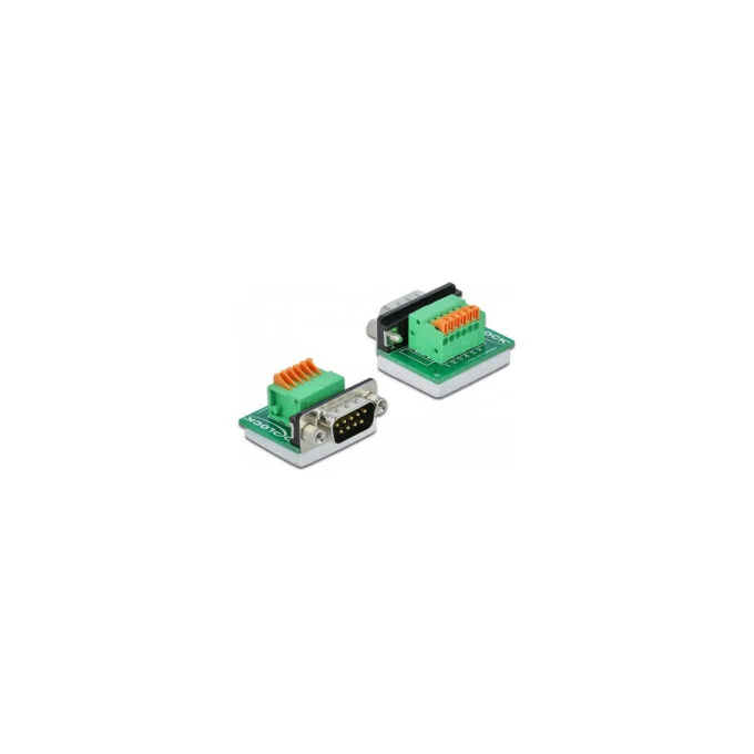 Delock D-Sub9 Stecker zu Terminalblock mit Drucktaster horizontal — image 1