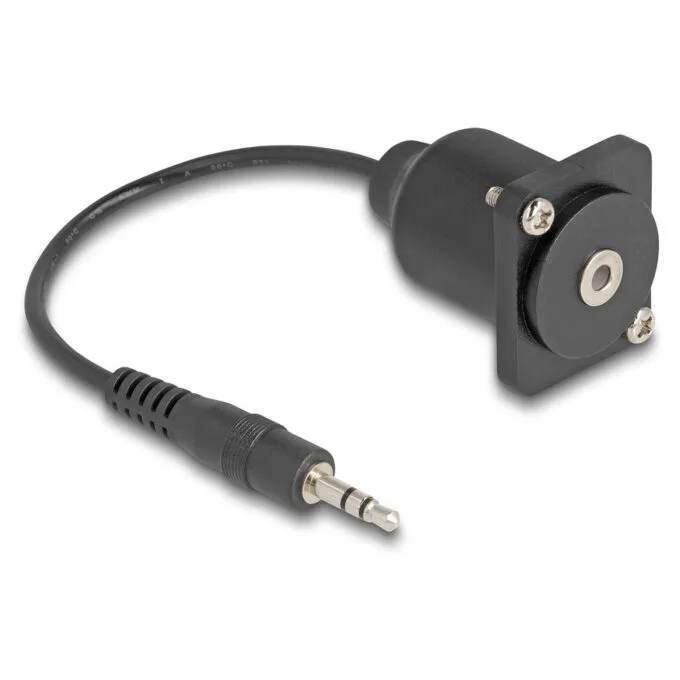 Delock D-Typ Kabel 3.5 mm 3 Pin Klinkenstecker zu Buchse schwarz 20 cm — image 1