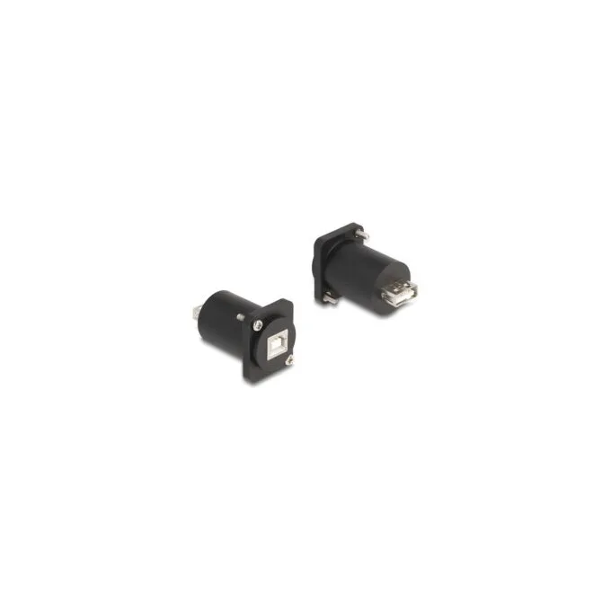 Delock D-Typ Modul USB 2.0 Typ-B Buchse zu Typ-A Buchse mit Schrauben schwarz — image 1