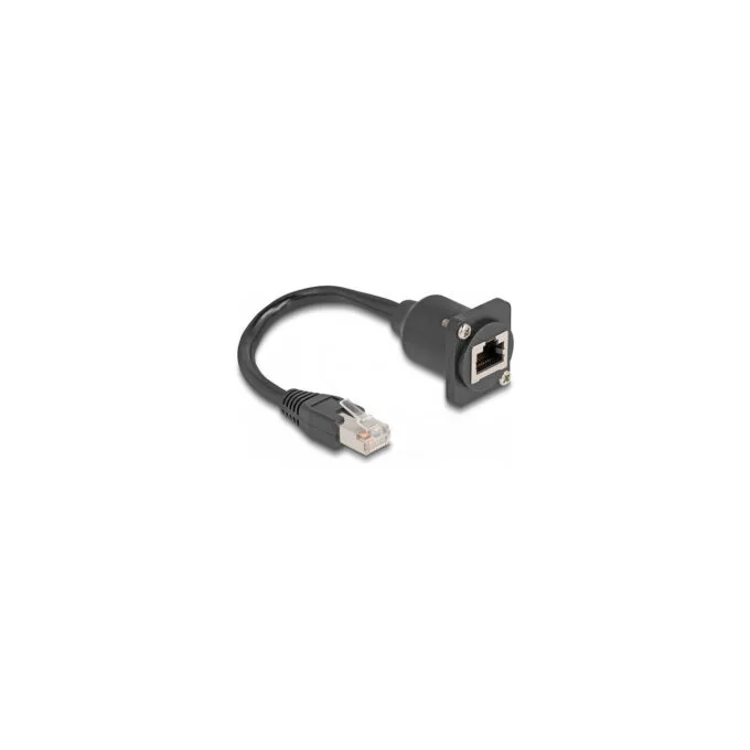 Delock D-Typ RJ45 Kabel Stecker zu Buchse Cat.5e schwarz 20 cm — image 1