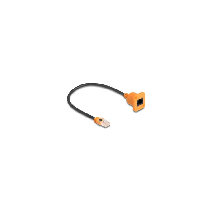 Delock D-Typ RJ45 Kabel Stecker zu Buchse Cat.5e UTP orange schwarz 30 cm — image 1