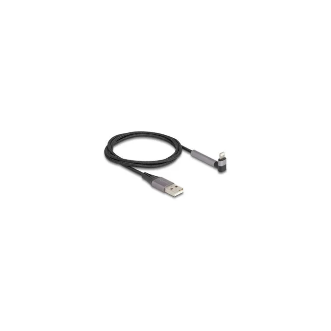 Delock Daten- und Ladekabel USB Typ-A zu LightningTM für iPhoneTM. iPadTM. iPodTM gewinkelt mit Ständerfunktion schwa... — image 1
