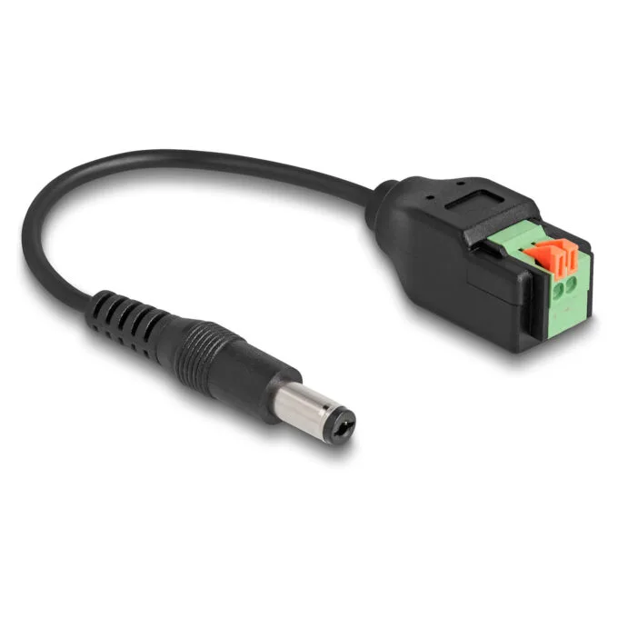 Delock DC Kabel 2.1 x 5.5 mm Stecker zu 2 Pin Terminalblock Adapter mit Drucktaster 15 cm — image 2