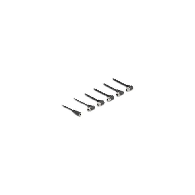 Delock DC Splitter Kabel 1 x Buchse gerade zu 5 x Buchse 5.5 x 2.1 mm 90° gewinkelt zum Einbau schwarz — image 2