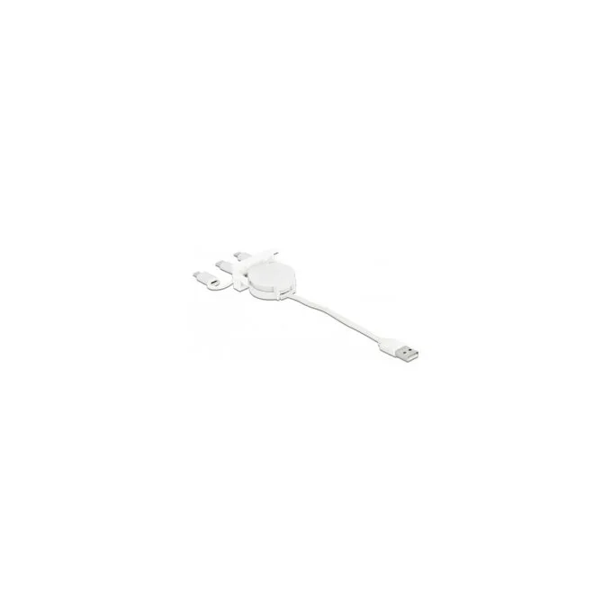 Delock Easy 45 Modul USB 2.0 3 in 1 Aufrollkabel USB Typ-A zu USB-CTM. Micro USB und Lightning weiß — image 2