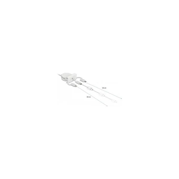 Delock Easy 45 Modul USB 2.0 3 in 1 Aufrollkabel USB Typ-A zu USB-CTM. Micro USB und Lightning weiß — image 3