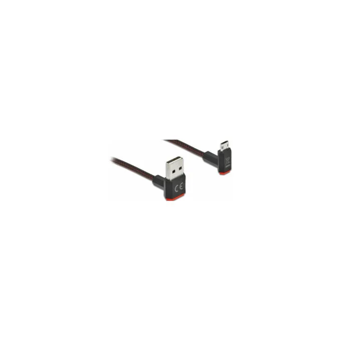 Delock EASY-USB 2.0 Kabel Typ-A Stecker zu EASY-USB Typ Micro-B Stecker gewinkelt oben unten 1 m schwarz — image 1