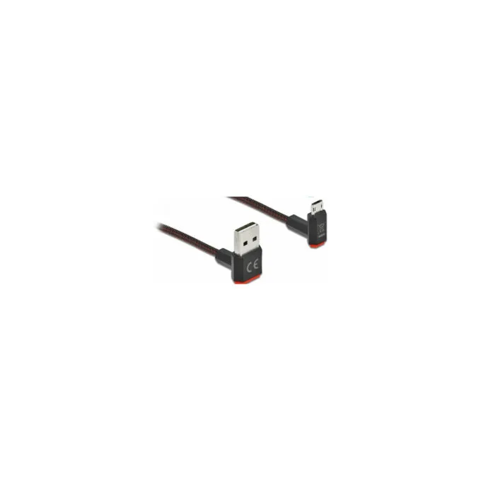 Delock EASY-USB 2.0 Kabel Typ-A Stecker zu EASY-USB Typ Micro-B Stecker gewinkelt oben unten 2 m schwarz — image 1