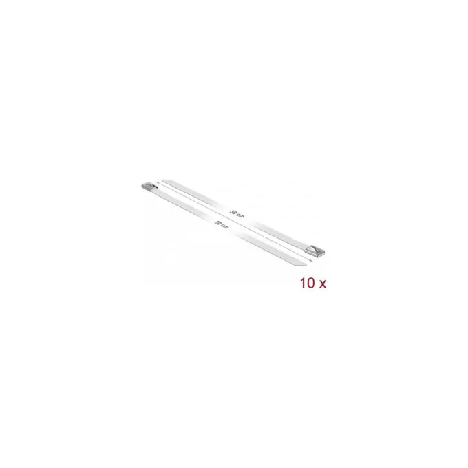 Delock Edelstahlkabelbinder L 300 x B 7.9 mm weiß 10 Stück — image 1